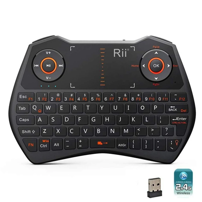Rii I28 Backlit Air Mouse 2.4GHz Wireless Keyboard with Contactpad Mic Headphone Port Voice Qwerty for PC Android TV Box | Компьютеры и