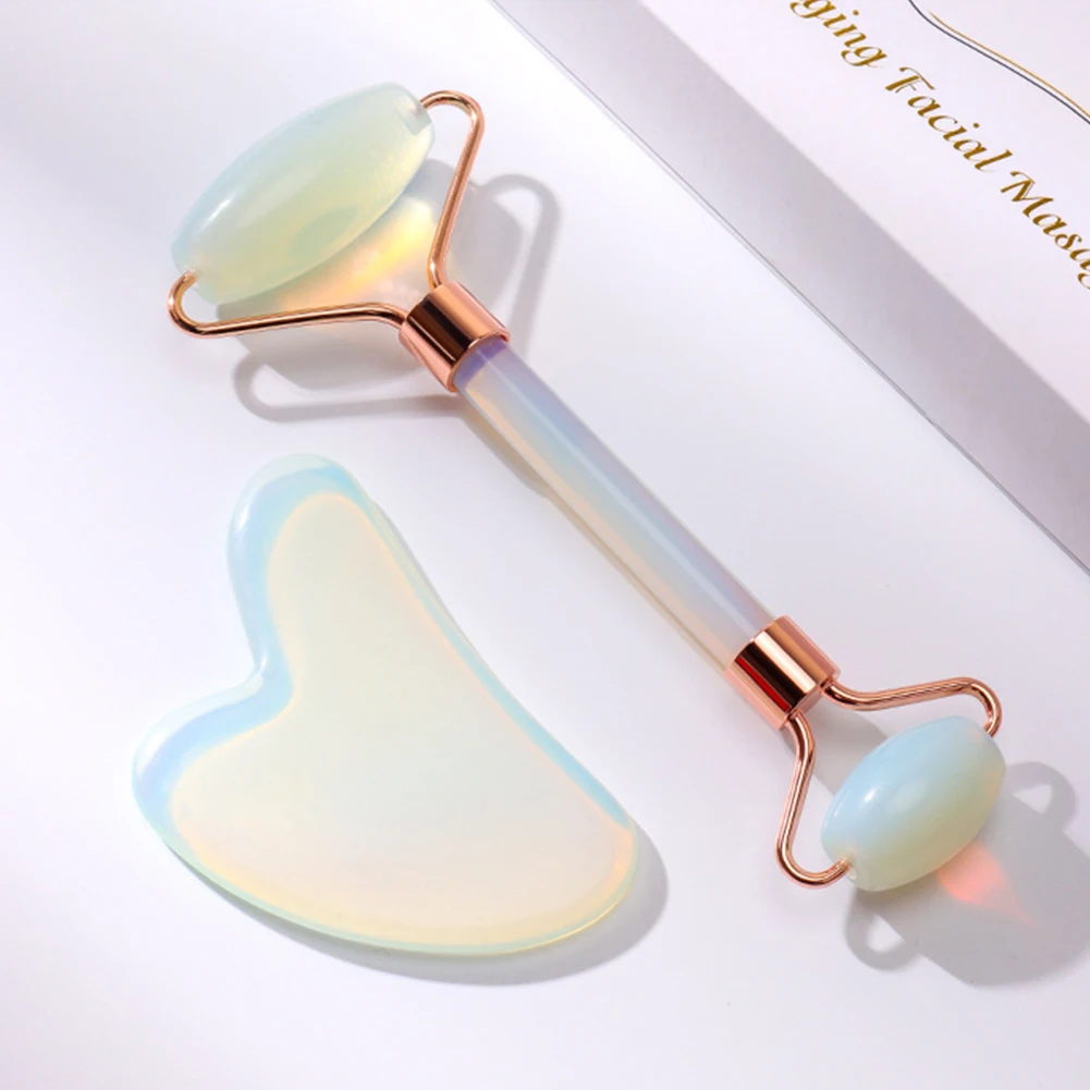 Double-Headed Opal Stone Roller Massager Gua Sha Board Natural Stone Roller Facial Slimming Chin Facial Skin Care Beauty Tool
