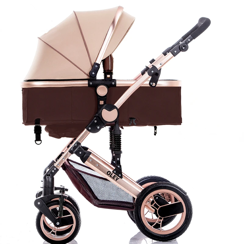 Легкая Роскошная детская коляска 3 в 1 портативная двухсторонняя с высоким