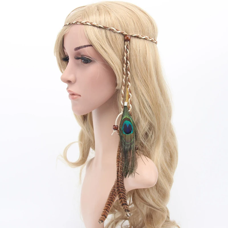 Женские аксессуары для волос перо модное павлина повязки на голову головной убор