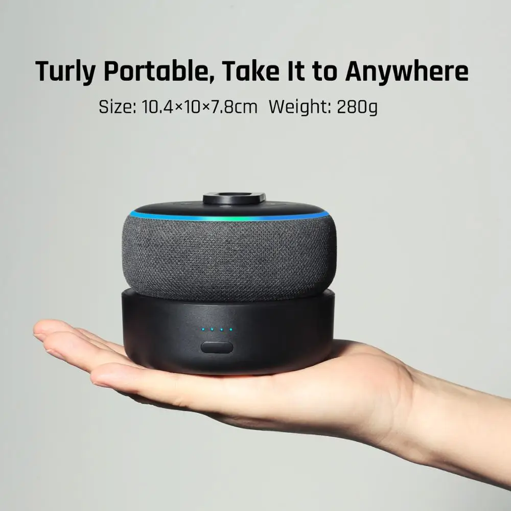 GGMM 10000/5200mAh Battery Base For Amazon Alexa Echo Dot 3th Gen Portable Docking Station Charging Base For Echo Dot 3  Play 8H