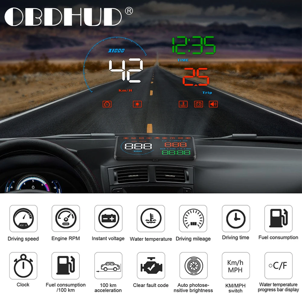 Новые головой вверх Дисплей автомобилей OBDII EUOBD лобовое стекло проектор HUD сдвига