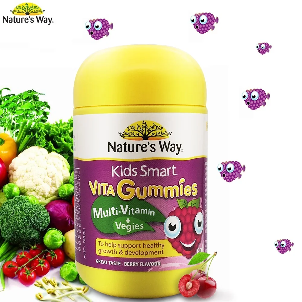

Nature's Way Kids Smart Berry Compound Vitamins 60S Nutrients Vegies Gummies Health Brain Eye Immune system Growth Development
