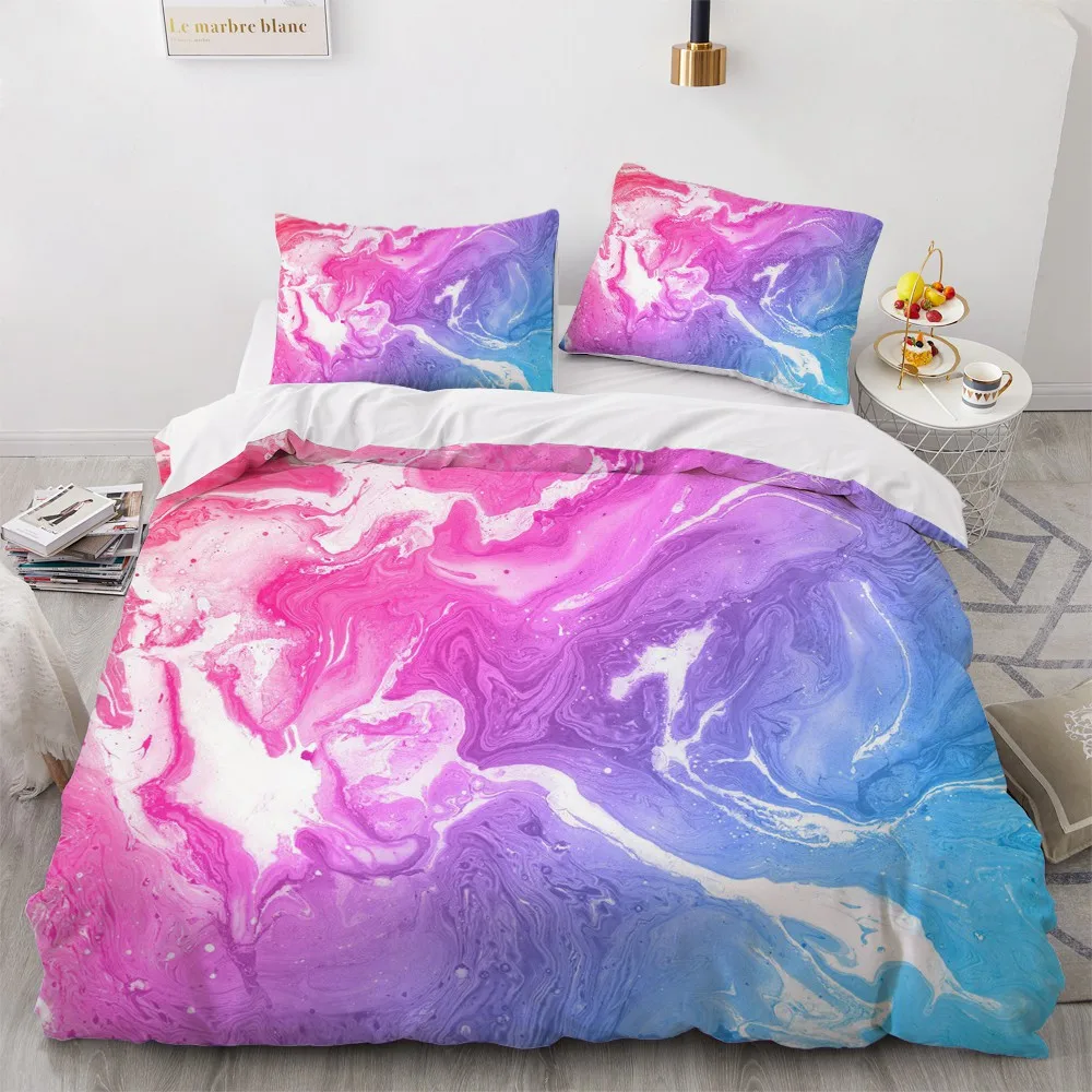 Simple Bedding Sets 3D Marbling Duvet Quilt Cover Set Comforter Bed Linen Pillowcase King Queen Full Double Home Texitle | Дом и сад