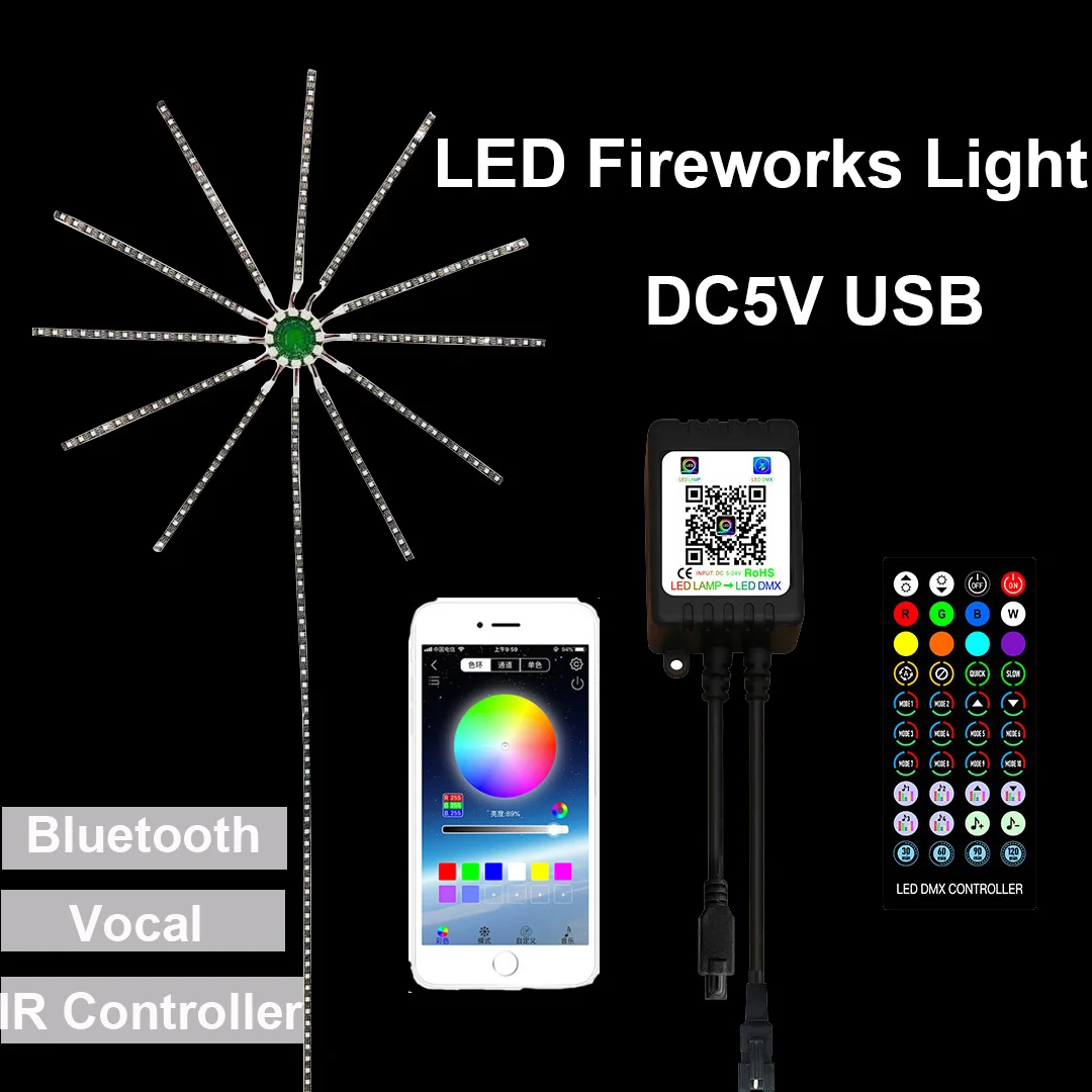 

Рождественское украшение для фестиваля, праздника, RGB DC5V 5050 Bluetooth, вокальные SMD СВЕТОДИОДНЫЙ фейерверки, лента, диодные гибкие полосы
