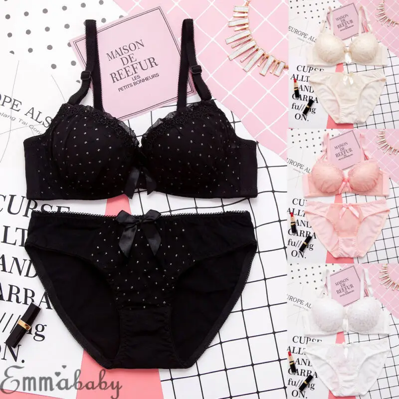 Crystal Women Ladies Lace Bra Sets Underwear Set Push Up A/B and Panty | Женская одежда