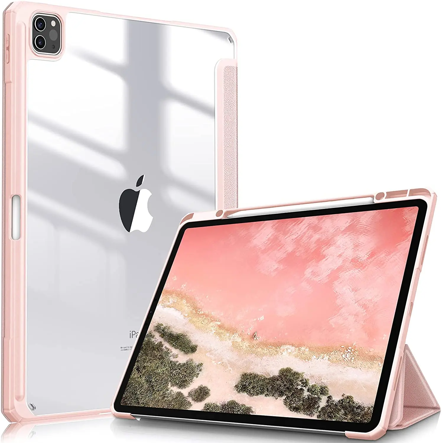 

Тонкий чехол Fintie Hybrid для iPad Pro 12,9 дюйма 5-го поколения 2021-[Встроенный держатель-карандаш] противоударный чехол с прозрачным покрытием