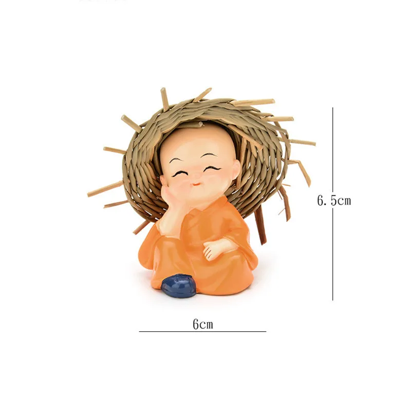 4 шт./компл. соломенная шляпа из смолы милые маленькие статуэтки монахов четыре