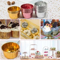 50pcs aluminum foil cupcake wrapper paper cupcake liner baking cups tray case wedding caissettes muffin cupcake paper cup