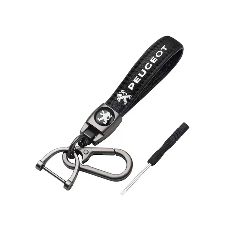 

1PC Metal+Leather Emblem Car Logo Keychain Keyring For Peugeot 206 207 301 306 307 308 406 408 508 2008 3008 For Gift for friend