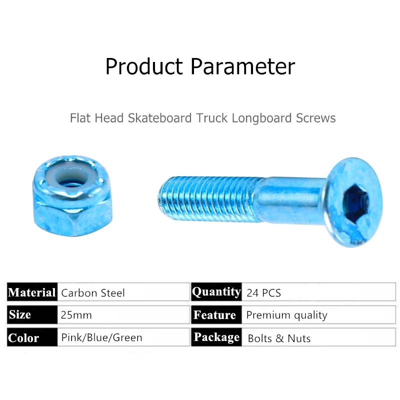 Набор из 24 сменных болтов с плоской головкой для скейтборда грузовиков монтажных