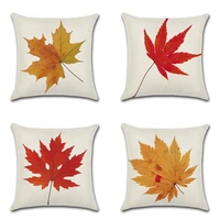 hot selling yellow red maple leaf plant printing pillowcase linen car waist pillow case sofe bed cushion cover home decorative
