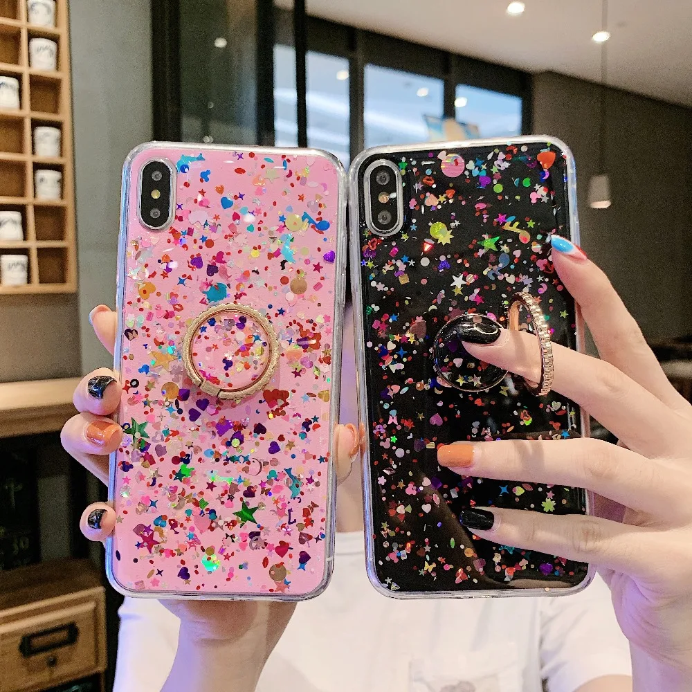 Блестящее кольцо с блестками для huawei P30 Pro, чехол для huawei P20 Lite mate 20 pro Y9 Y7 Honor 20 Pro10I, задняя крышка для телефона