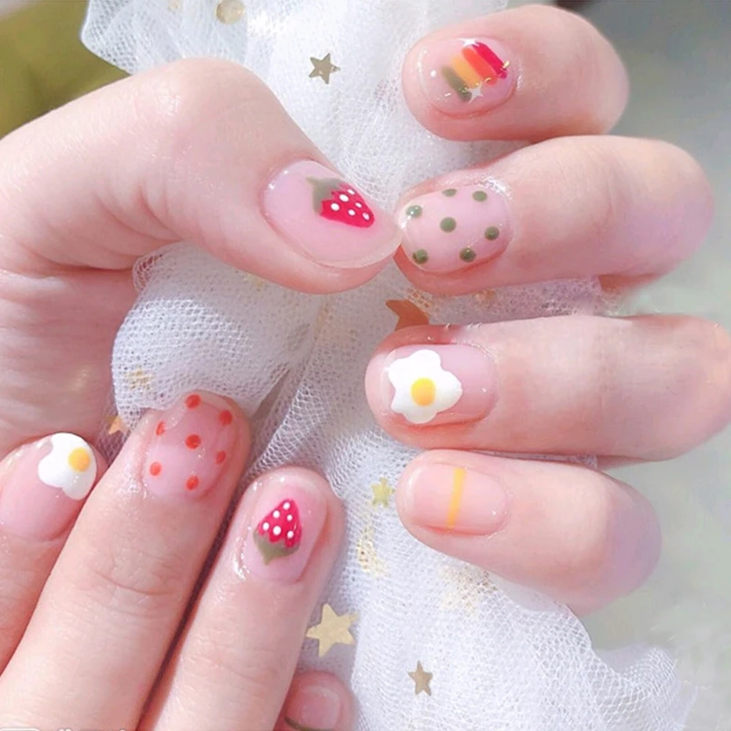 Летние наклейки для ногтей милые фрукты Животные узоры красочный дизайн
