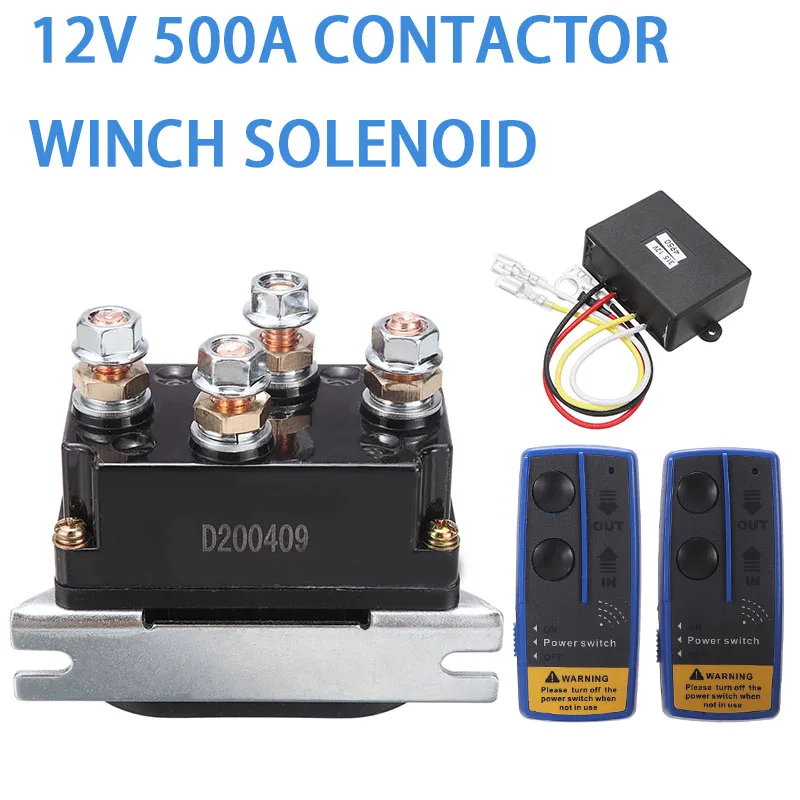 

1set 12V 500A Winch Remote Contactor Winch Control Solenoid Relay Twin Wireless Remote Recovery Car Motorcycle Accessories