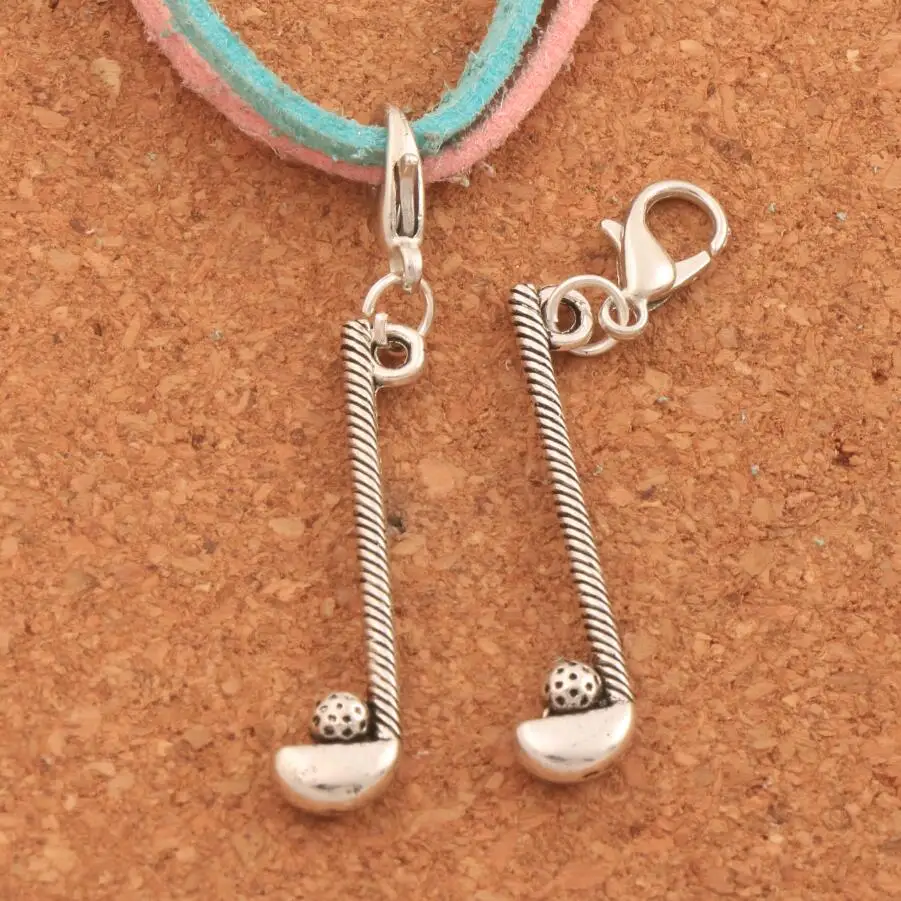 

Golf Rod And Ball Sports Lobster Claw Clasp Charm Beads 46.3x7.8mm 100PCS Zinc Alloy Jewelry DIY C239