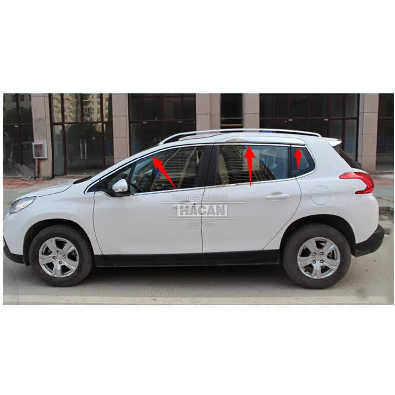 

Полоски из нержавеющей стали высокого качества, отделка окон автомобиля, декоративные аксессуары, Стайлинг автомобиля, 6 шт. для 2014-2016 Peugeot ...