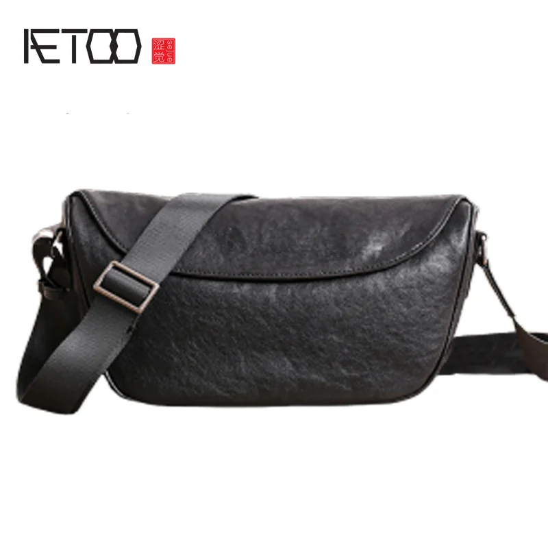 Мужская кожаная сумка AETOO на одно плечо модная спортивная повседневная маленькая