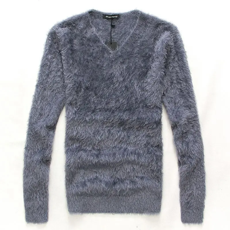 Men Long Hair Sweater Round Neck Pullover Male Knitting Unlined Slim Fit Warm Cashmere Sweaters | Мужская одежда