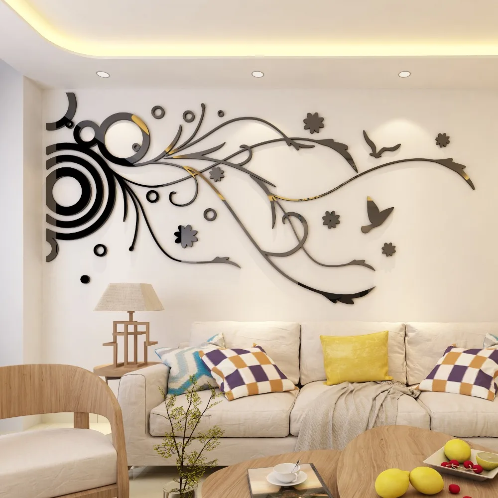 

Wall Decor Decals For TV Background Living Room Wall Stickers 3D Linear Flower Vine Wallpaper Modern Style Home Decoration Mural