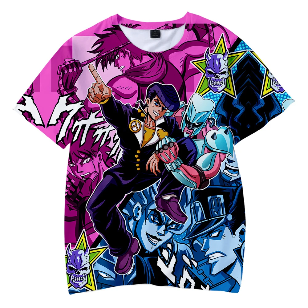 

Детская футболка с 3d-рисунком аниме JOJO, летняя модная мягкая футболка для мальчиков и девочек, популярные футболки в стиле Харадзюку С аааро...