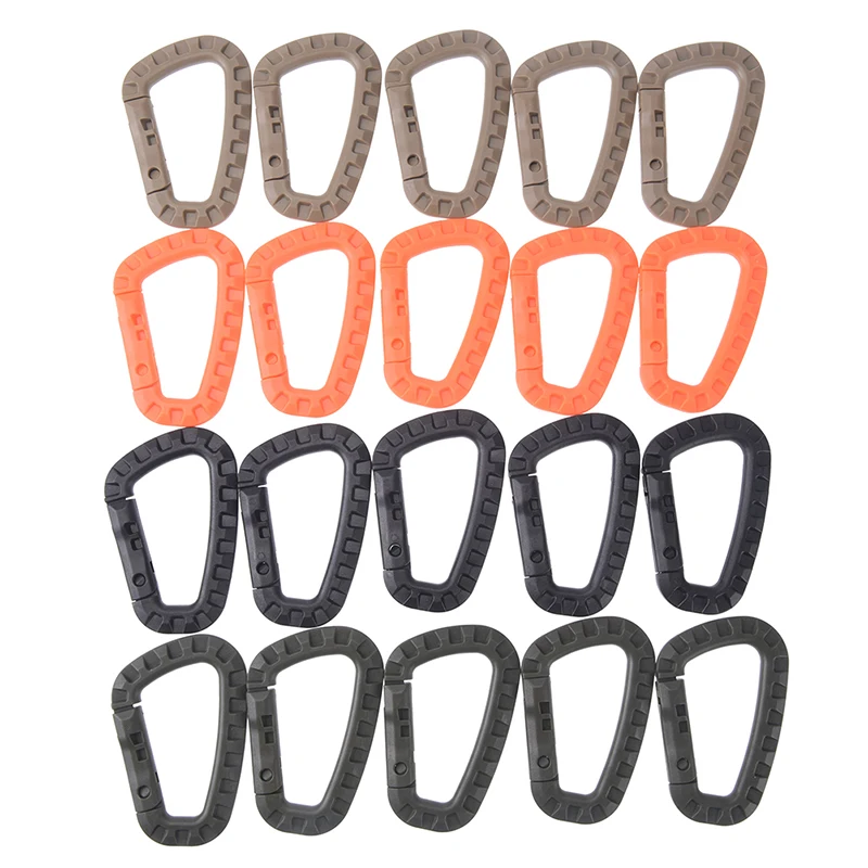 

5pcs Outdoor Tactical Backpack Buckle Fast Tactical Carabiner Plastic Hook D Shape EDC Gear For Camping Easy To Use