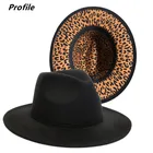 Шляпа Унисекс с внутренним леопардовым принтом, фетровая Регулируемая шапка в стиле джаз, Зимняя