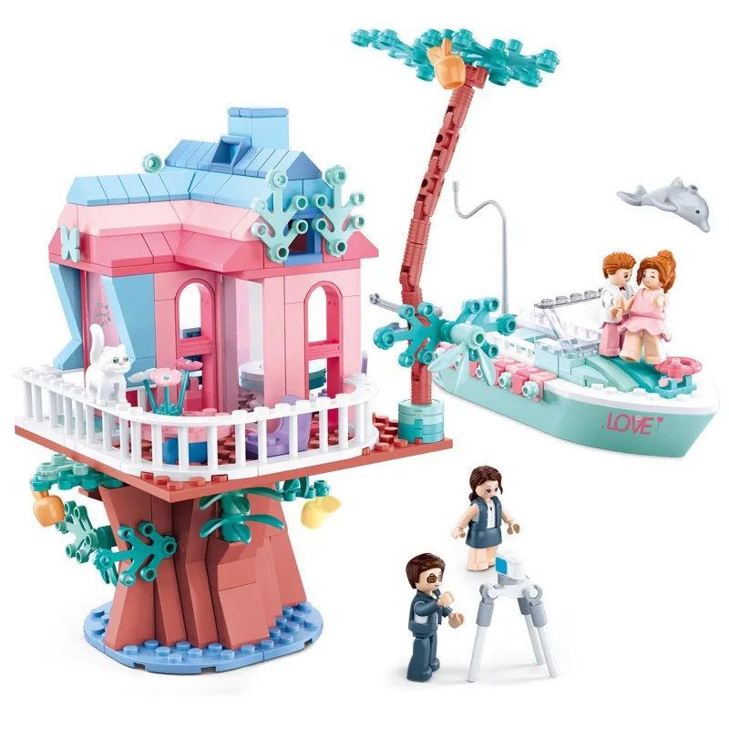 

Girl Friends series Pink House City Wedding Party Building Block Princess Prince sets Romantic Amusement park Brick Toys Gifts