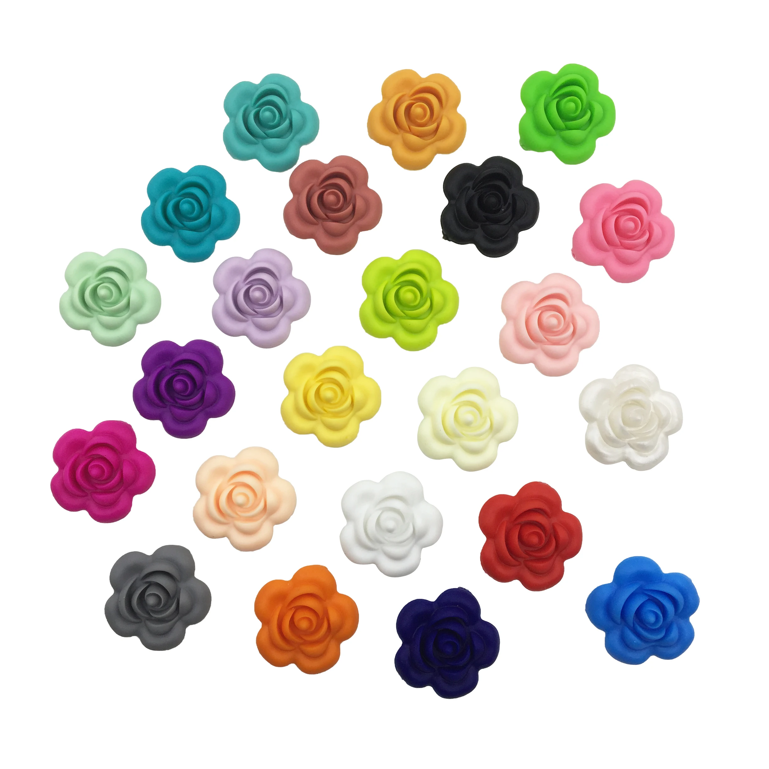 

50pcs Silicone Beads Rose Flower Food Grade Silicone Baby Product For Jewelry Making Baby Pacifier Pendant BPA Free Toys