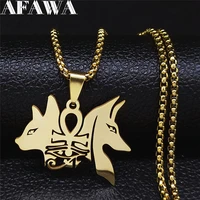 2022 stainless steel dog cat egyptian ankh cross long necklace for womenmen gold color necklace jewelry collier homme n4436s02