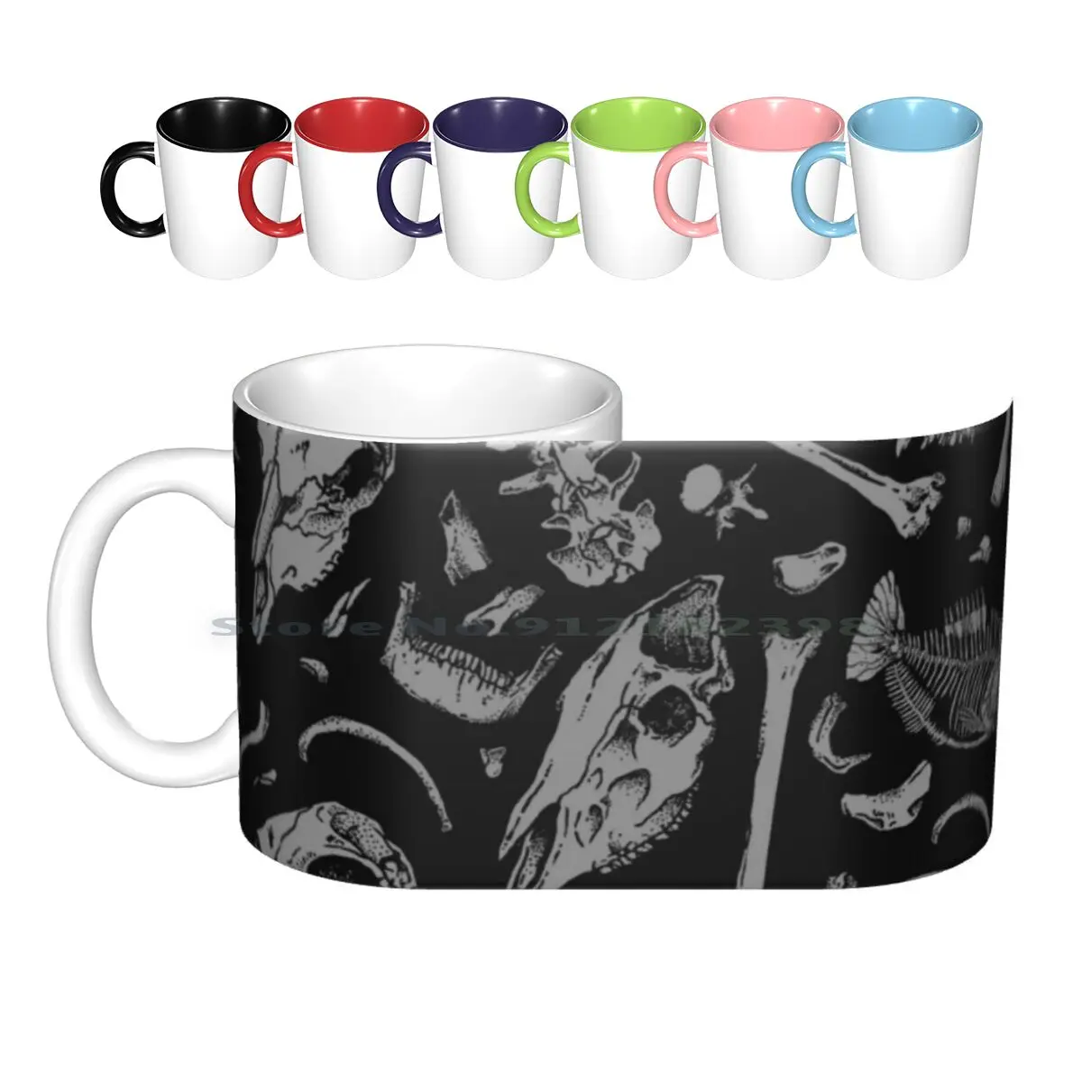 

Керамические кружки, кофейные чашки, кружка для чая с изображением костей, черепа, черепа смерти, темноты, кота, креативный тренд