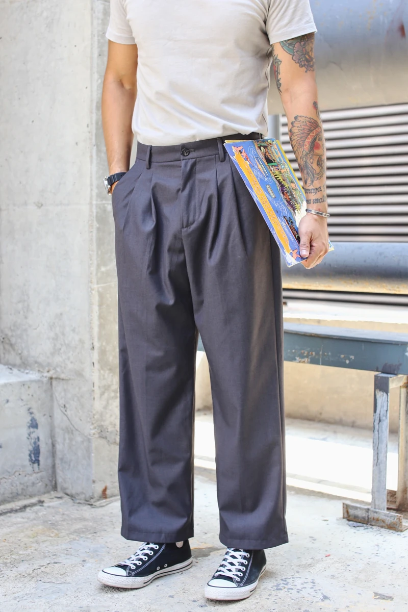 

Office Suit Men High Waisted Pants Dress Trousers Casual 420g