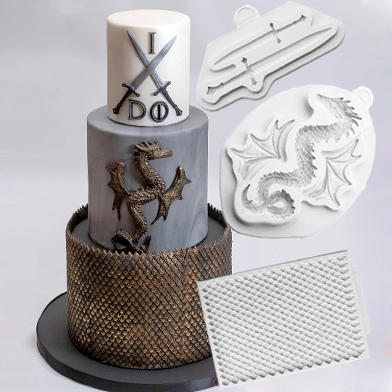 Мечи в виде дракона и форма для украшения торта силиконовый инструмент выпечки