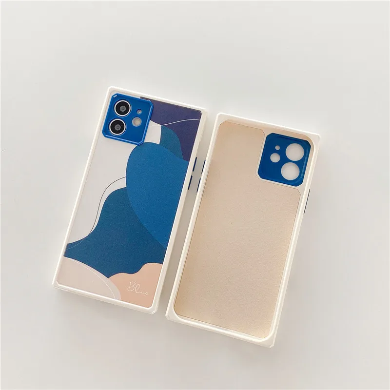 

Square Marble Phone Case For iPhone 12 11 Pro Max 7 8 Plus X XR XS Max 12 Bumper Shockproof Silicone Back Cover