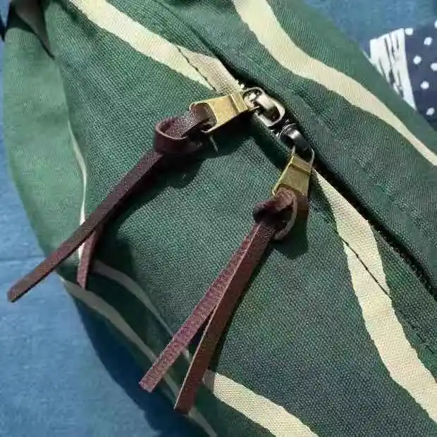 

Kapital Canvas Water Ripple Fur line Bag Women Men Best Quality Metal Ring buckle Solid Green Adjustable Belt Chest Bags