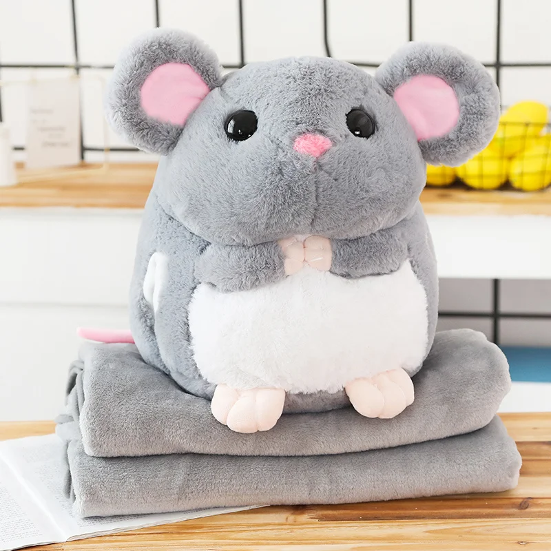 40 см Kawaii кукла мышка Подушка Одеяло мягкие теплые мыши плюшевые игрушки хомяк