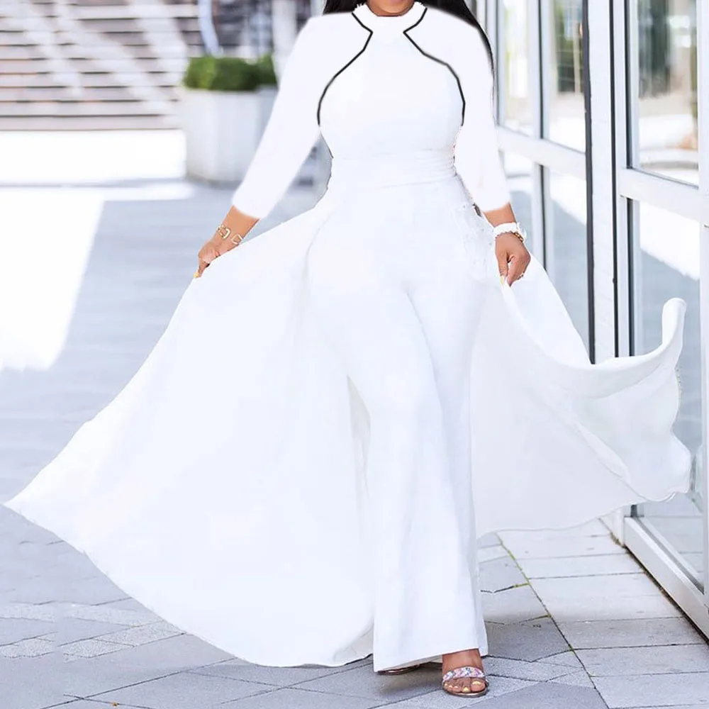 Весенний белый комбинезон женский осенний Модный в африканском стиле широкие