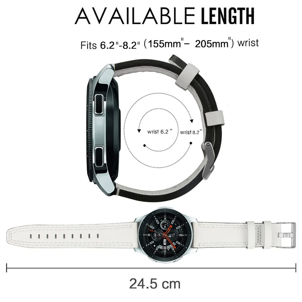 22 мм ремешок из натуральной кожи для samsung Galaxy Watch 46 мм gear S3 huawei GT Amazfit Stratos Pace Line быстросъемный браслет