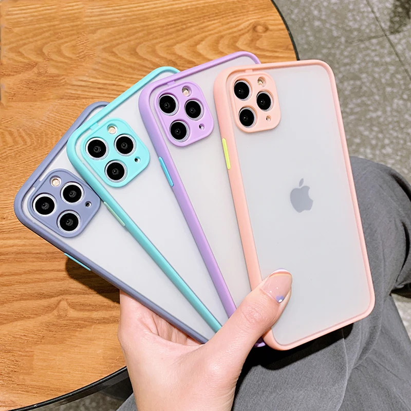 Защитные чехлы для телефонов с камерой iPhone 12 Mini 11 Pro Max XR X XS 7 8 Мягкая матовая