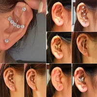 1pc women girl ear needle surround auricle diagonal stud copper piercing earrings fashion new wrap crawler
