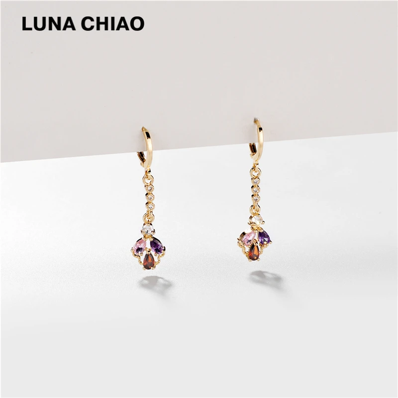 Женские серьги подвески с кристаллами LUNA CHIAO модные ювелирные украшения из