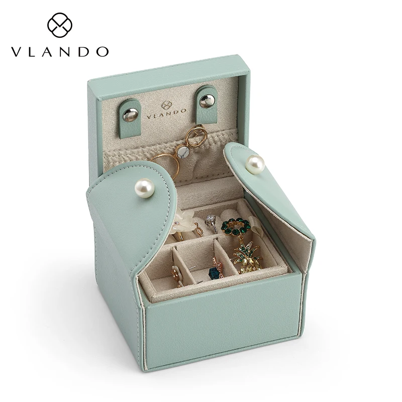 Vlando, шкатулка для ювелирных изделий, мини-органайзер, мягкая деревянная коробка из искусственной кожи для путешествий, чехол для хранения ювелирных изделий, Подарочные лотки для девочек и женщин