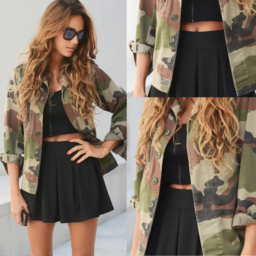 

2021 Women Camouflage Jacket Coat Autumn Winter Street Button Women Korean Style Jackets Lady Cardigan Pockets Jacket Outerwear