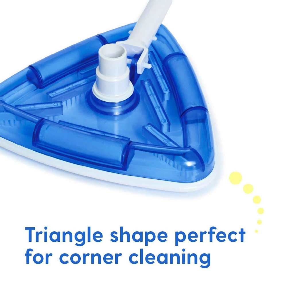 

See-Thru Pool Vacuum Head/ Triangular Transparent Triangular Blue Vacuum Head with Swivel Brush Weighted Base for Vinyl Pools