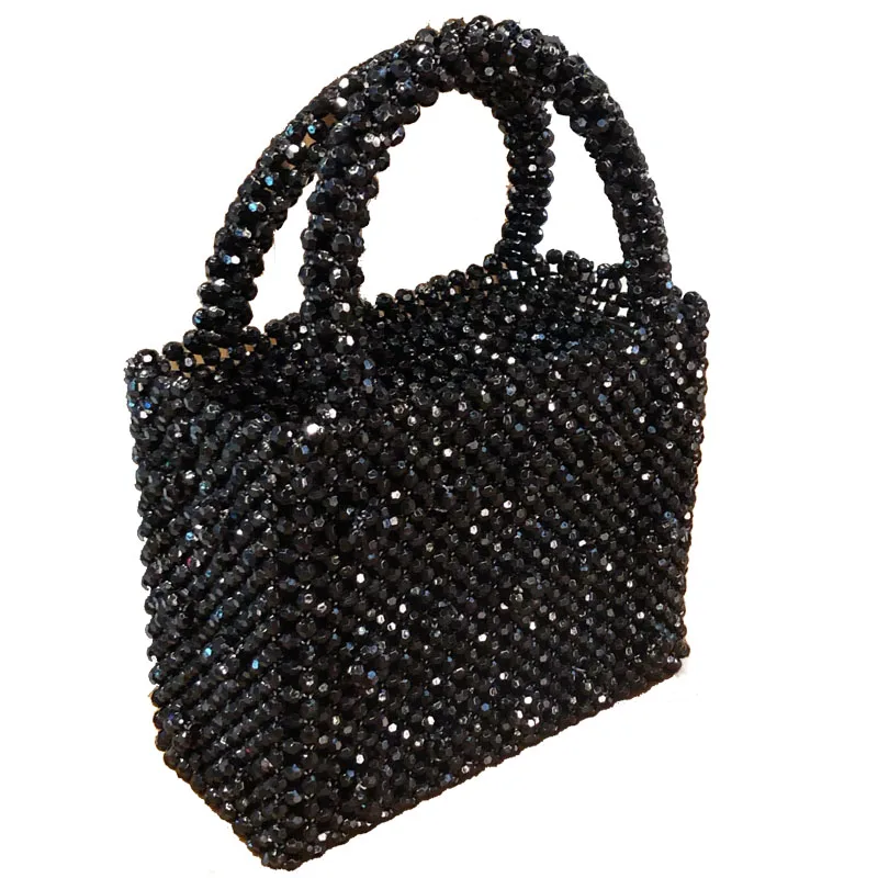 

Vintage Rhombus Hand-Woven Beads Pearl Bag Steamed Crystal Bun Shoulder Handbag Red Crossbody Bags Purses Bags for Women 2021
