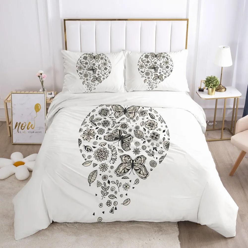 

3D Duvet Cover Sets Bedding Set Comforter Covers and Pillow Covers King Queen Full Double Size Simple Flower Design Bed Linens