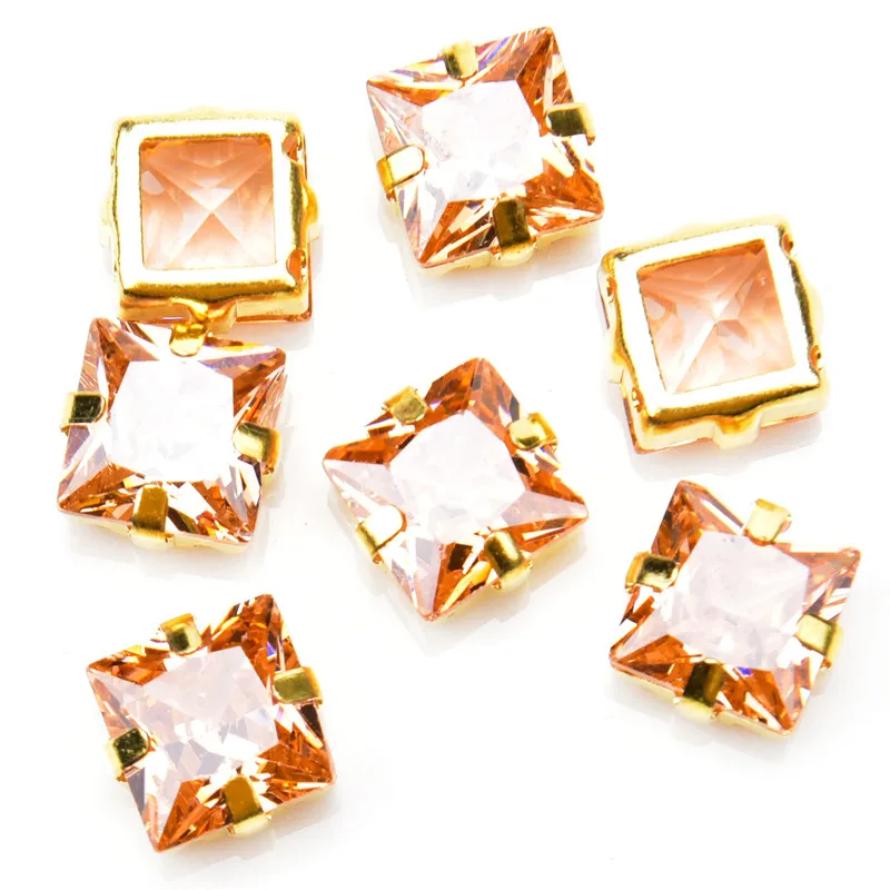 High Quality 5A Zircon Square Pink Crystal 6Mm 8Mm10Mm Classical Gold Claw Sew On Diamond Diy Dress Princess Shoes Rhinestone | Дом и сад