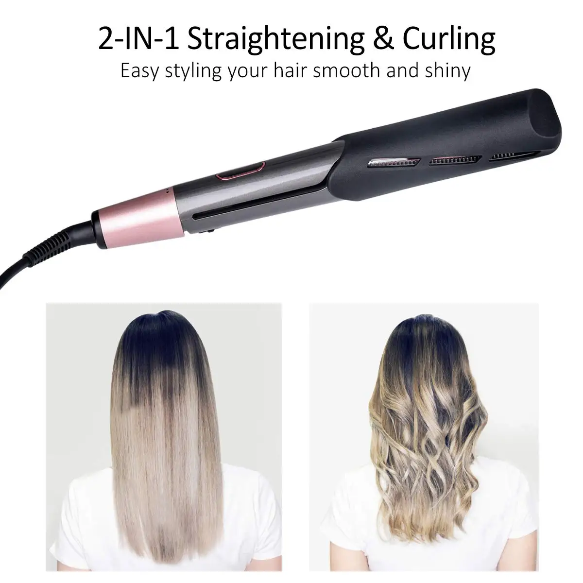 

Hair Curler Straightener 2 in 1 Ionic Tourmaline Ceramic Twisted Curling Straightening Flat Iron Fast Heat Hair Styling Tools
