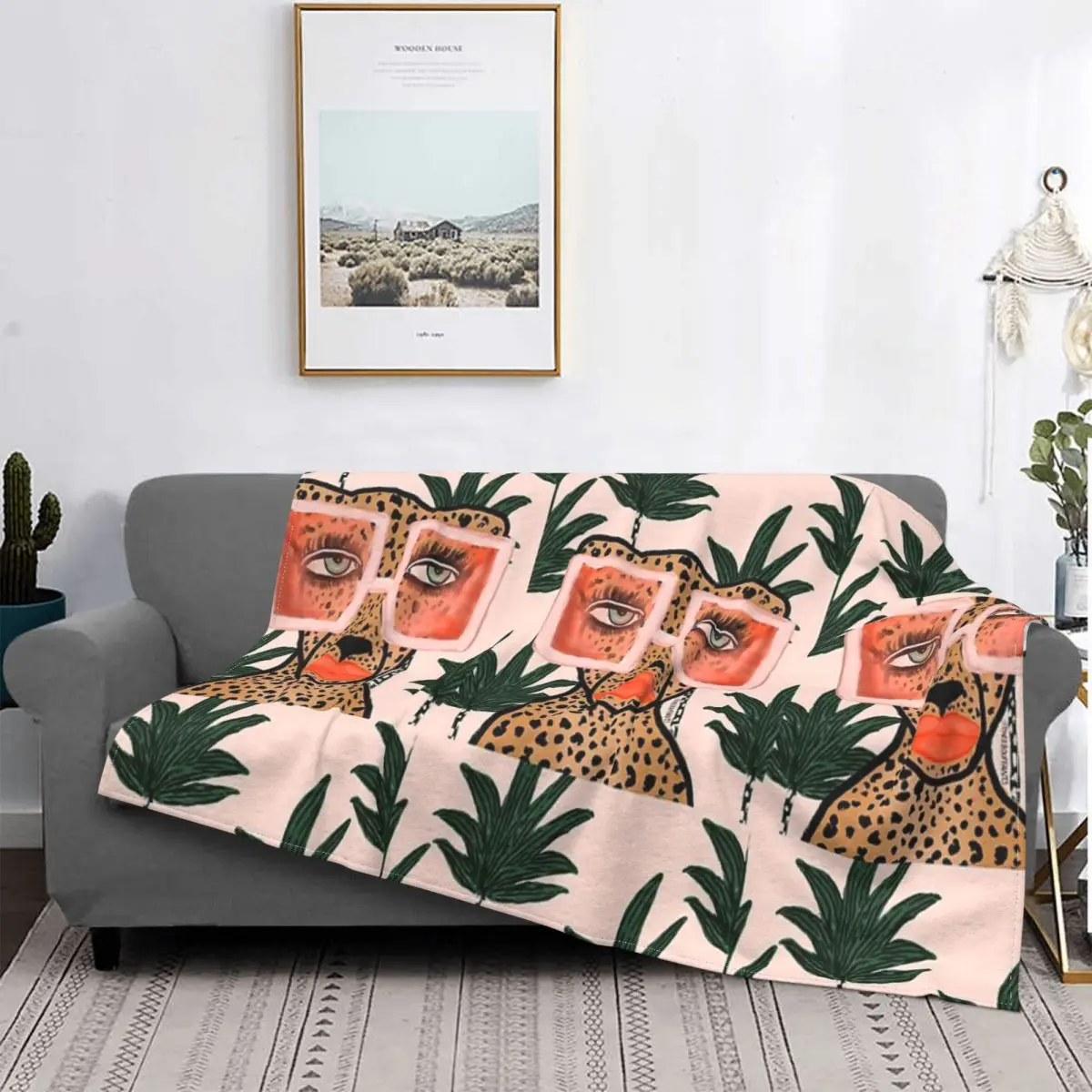 

Manta de gato Glam Tropical, colcha de cama a cuadros, manta de playa doble, mantas receptoras