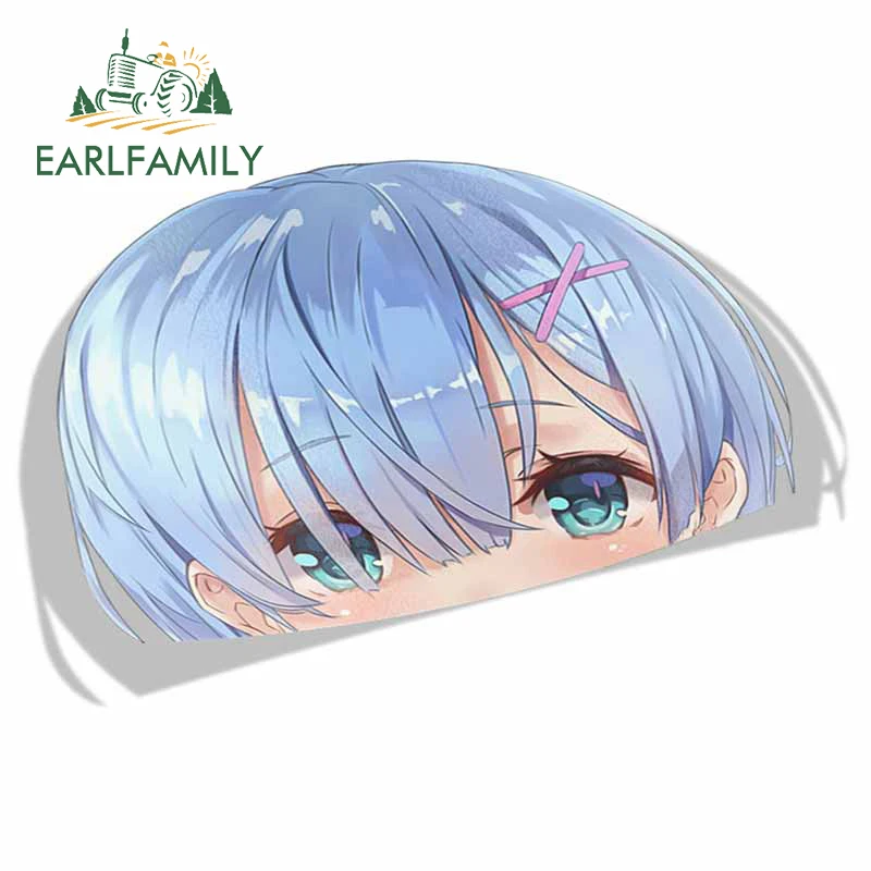 EARLFAMILY Мультяшные автомобильные наклейки для Rem Re Zero Peeker с большой головой аниме